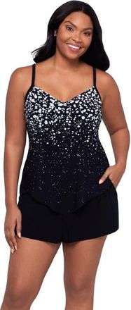 Trimshaper Hank Control Swim Romper with Pockets in Confetti Dot Ombre at Nordstrom, Size 12