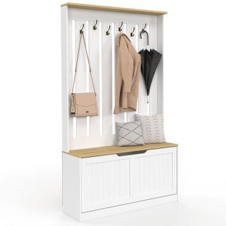 IDMarket Guardaroba Da Ingresso Leon: Mobile Porta Scarpe E Appendiabiti Con 6 Ganci E Panca, Per LIngresso, Il Soggiorno E La Camera Da