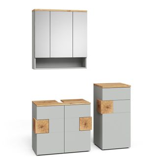 Vicco Conjunto De Muebles De Ba&ntilde;o Eden, Gris, 3 Partes, Vicco