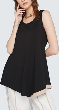 Luukaa D'Celli Harmony Cotton Jersey Top in Black at Nordstrom, Size 10
