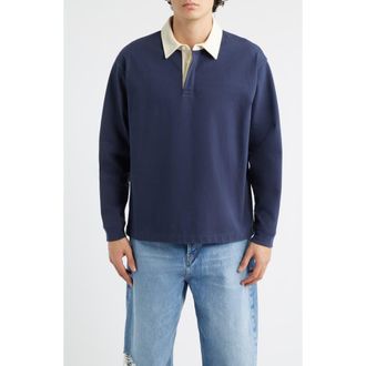 Frame Denim Cotton Rugby Polo in Dark Navy at Nordstrom, Size Xx-Large