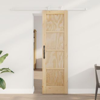 Berkfield Home Sliding Door with Hardware Set 61x198.5 cm Solid Wood Pine in Beige