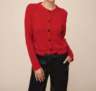 Bella Dahl Tie Waist Cardigan In Crimson Cherry