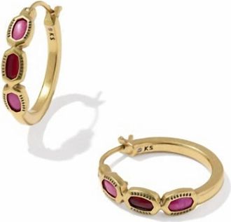 Kendra Scott Womens Mini Elisa Hoop Earrings In Vintage Gold Pink Mix