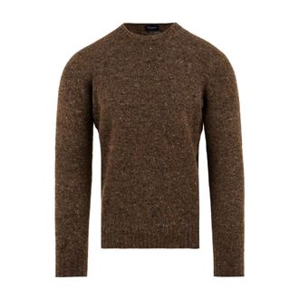 Drumohr Round-neck Knitwear, male, Brown, XL, Girocollo Rasato