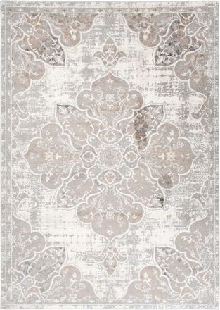 Tapiso Alfombra de salón comedor vintage crema gris beige flores 160x220