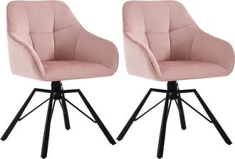 Woltu 2x Sillas De Comedor Giratorias 360&deg;, Sill&oacute;n De Terciopelo, Rosa - Woltu
