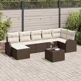 vidaXL Conjunto De Sof&aacute; De Jard&iacute;n 8 Pcs Marr&oacute;n Polirat&aacute;n Vidaxl