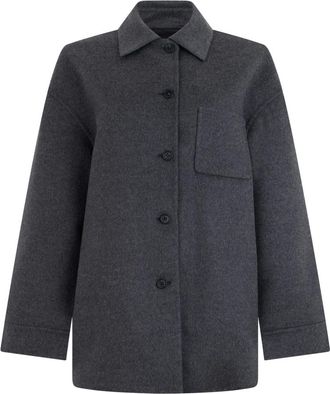 Prada Jassen, Dames, Grijs, S, Wol, Jas met kraag en knopen
