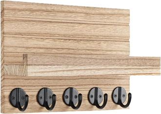 OEM Gancho De Pared Gen&eacute;rico Para Llaves Con 5 Ganchos, Estante Decorativo Para Cocina, Oficina, Ba&ntilde;o, Sala De Estar, 25 Cm (color Madera)