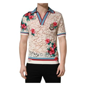 Dolce & Gabbana Tennis Club Lace Polo T-shirt - male - Dolce & Gabbana - Polo Shirts - Multicolor - S - Tops