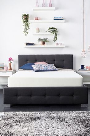 Aspire Home Accents End Lift Ottoman Storage Bed, Black Linen | Size: Super King