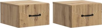 vidaXL Mesita De Noche De Pared 2 Uds. Roble Artisan 34,5 X 33 X 20 Cm Vidaxl