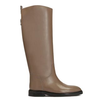 Kazar Schoenen, Dames, Beige, 36 EU, Leer, Taupekleurige instapofficierlaarzen