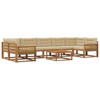 vidaXL Conjunto De Sof&aacute;s De Exterior Con Coj&iacute;n 8 Pcs Natural Y Beige Vidaxl