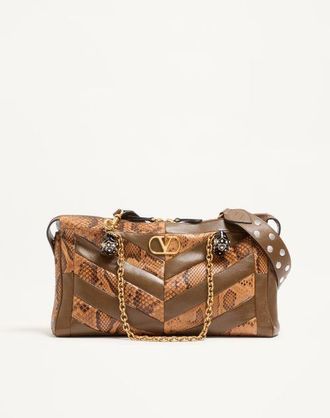 Valentino Garavani Valentino Garavani Panthea Medium Shoulder Bag In Python And Nappa With Chevron Motif Wo