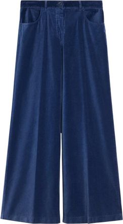 Aspesi Pantalone Ampio in Velluto Liscio - - Trousers - Donna - Blu - M