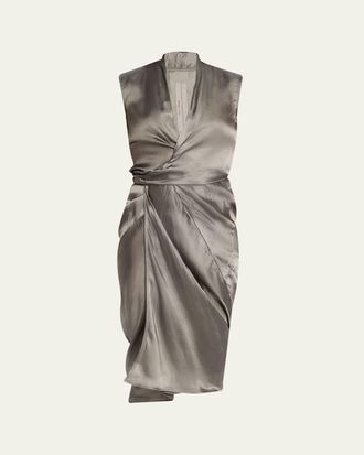Rick Owens Sleeveless Satin Wrap Dress