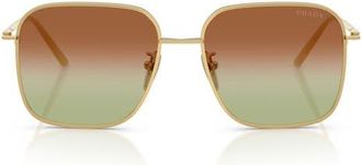 Prada 54mm Square Sunglasses in Gold /Green/Brown at Nordstrom