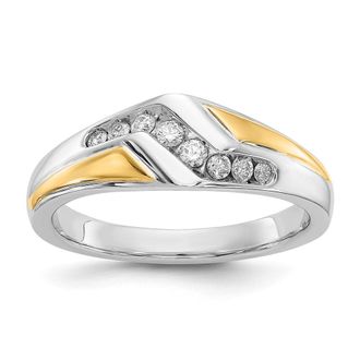 Diamond2Deal 14k Two-tone Lab Grown Diamond Wedding Band Ring 1/4Ct Clarity- VS Color- G-H