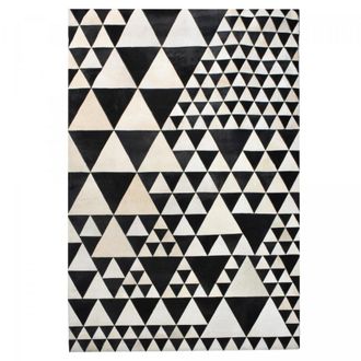 Un amour de tapis Alfombra de sal&oacute;n 200x290 cm hecho a mano de cuero negro