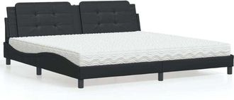 vidaXL Vidaxl - Cama Con Colch&oacute;n Cuero Sint&eacute;tico Negro 200x200 Cm