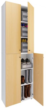 ebuy24 Ebuy24 - Vcm Xl Wood Gran Gabinete De Zapatos Estante De Zapatos Botas Grandes Muebles De Tablero Lona 6 Compartimentos Puertas De Torneado (blanco / 