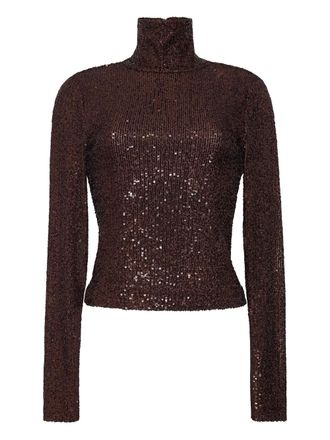 Cara Cara Piper sequin turtleneck top - women - Sequin - M - Brown
