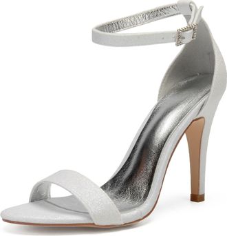 Generic Wedding Bridal Shoes Womens High Heels Open Toe Bridal Stiletto Heel Sandals Prom Evening Formal Party Shoes 10.5Cm,Ivory,7 UK