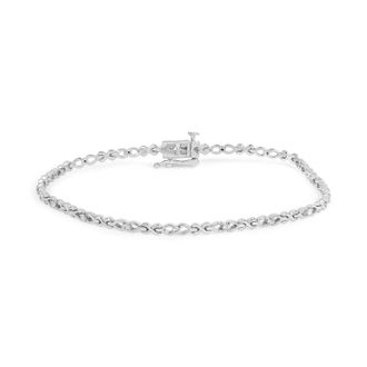 House of Brilliance 925 Sterling Silver 1/4 Cttw Round Diamond Infinity and X-Link Bracelet