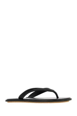 Bottega Veneta Mens Black Rubber Sampieri Thong Slippers Flat Shoes