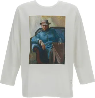 Junya Watanabe White Printed Edvard Munch Linen Shirt