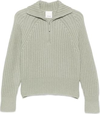 Allude Ribbed-knit Zip-up Sweater