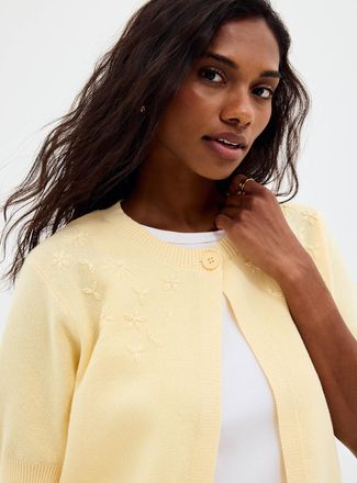 Contemporaine Womens Tone-on-tone embroidery open Cardigan Sweater