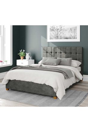 Aspire Home Accents Sinatra Upholstered Ottoman Storage Bed, Kimiyo Linen Fabric in Grey | Size: King
