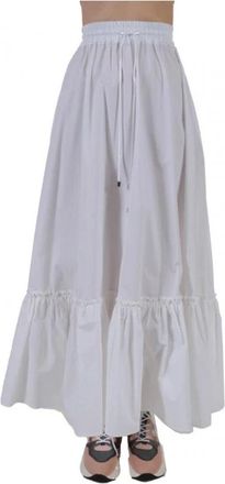 Pinko Appule Rok Lange Ruche Afwerking - Dames - Maxi Rokken - Wit - M - Rokken