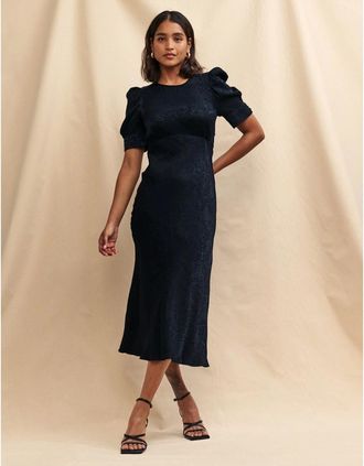 Nobody's Child Womens Moira Crew Neck Midi Slip Dress - Black - Size: 10