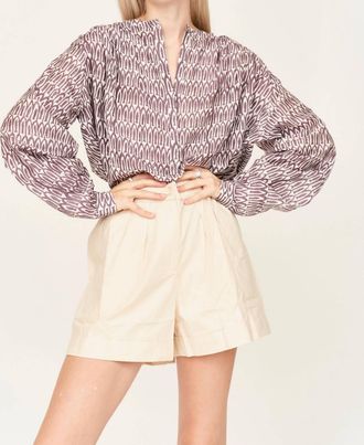 Mirth Florence Long Sleeve Blouse In Grappa Minnow