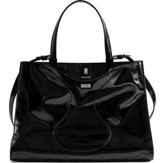 Zadig&Voltaire Jack Patent Leather Shoulder Bag in Black at Nordstrom