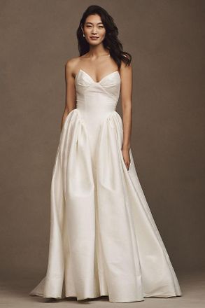 Watters Willowby by Watters Ember Strapless Drop-Waist Dupioni Wedding Gown