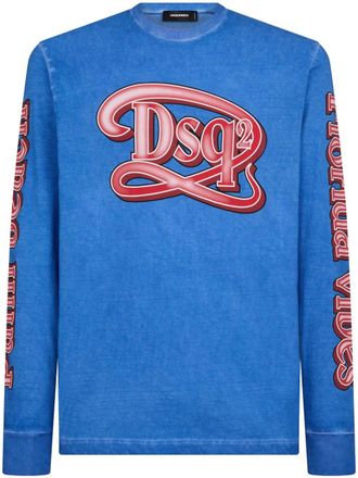 Dsquared2 logo-print stonewashed cotton T-shirt - men - Cotton - M - Blue
