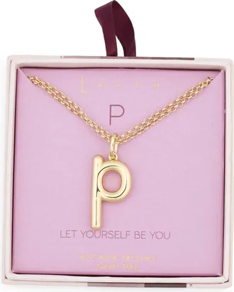 Leith Lowercase Initial Bubble Pendant Necklace in P- Gold at Nordstrom Rack