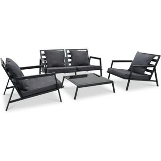 vidaXL Vidaxl - Set Divani da Giardino 4 pz con Cuscini Alluminio Grigio Scuro