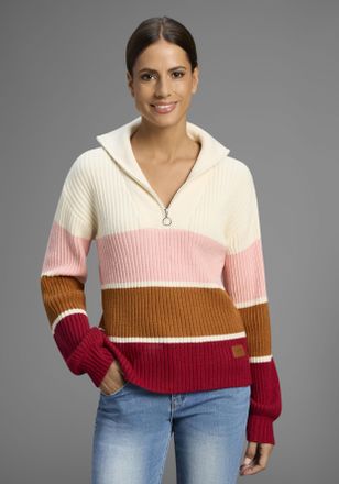 Kangaroos Troyer KANGAROOS, Damen, Gr. 36/38, rot (bordeaux, gestreift), Grobstrick, Obermaterial: 50% Viskose, 28% Polyester, 22% Polyamid, colorblocking, gest