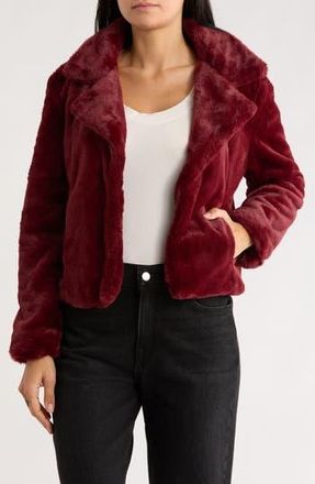 Blank NYC Faux Fur Crop Jacket in Burgundy at Nordstrom Rack, Size X-Small