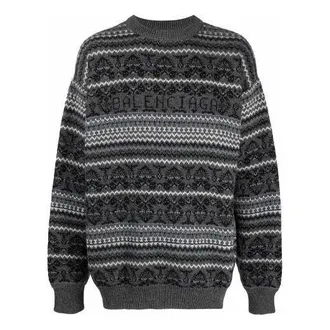 Balenciaga Fair Isle Crewneck Sweater Grey 675280T16121240