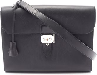 Herm&egrave;s Black Leather Shoulder Bag (Pre-Owned)