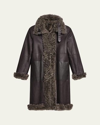 Helmut Lang Reversible Curly Shearling Coat