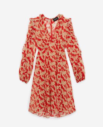 The Kooples Wraparound Short Printed Dress With Frills