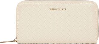 Carlo Colucci Gevlochten Stijl Portemonnee - Dames - Portefeuilles - Beige - ONE Size - Accessoires